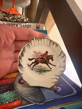 Porcelain Horse & Jockey Trinket Dish with Gold Trim